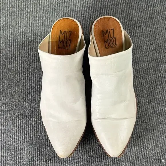Miz Mooz Heels Women’s 6.5 Amalia Mules Leather Boho Slip On Minimalist White - Picture 9 of 12